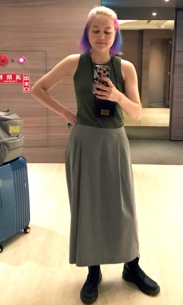 me in taiwan with doc martens and wide leg pants