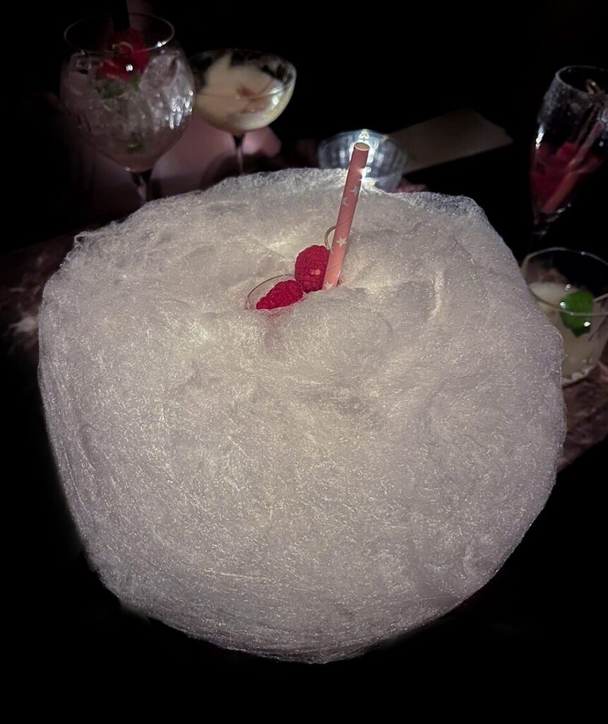 heaven lonely flows cocktail with cotton candy top view