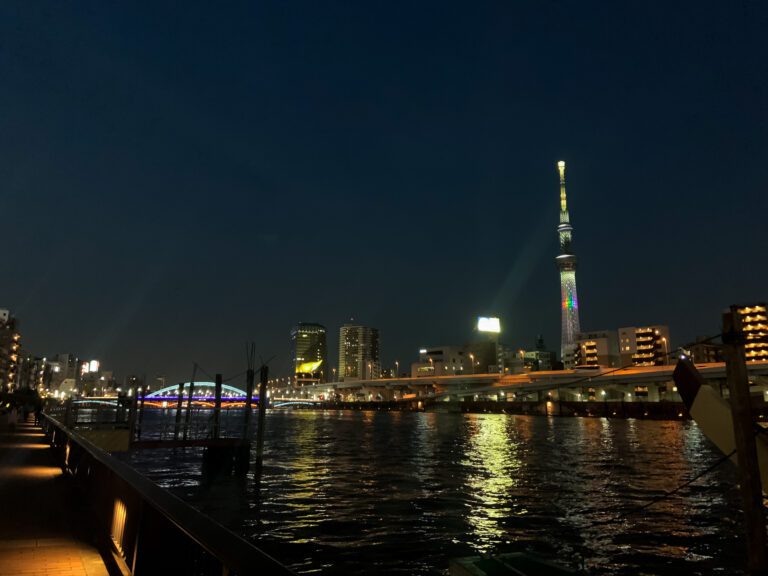 sumida river and asakusa skytree at night