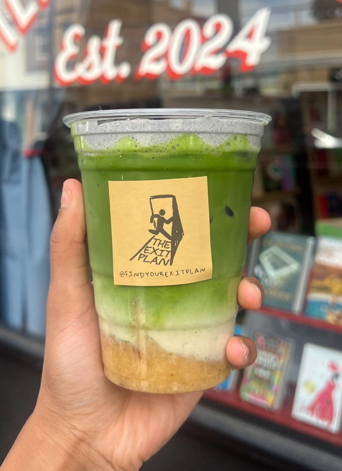 black sesame banana matcha latte