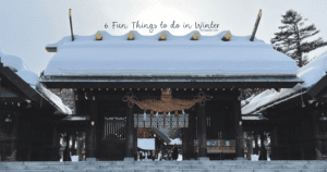 6 fun things to do in winter in japan cover featuring hokkaido shrine