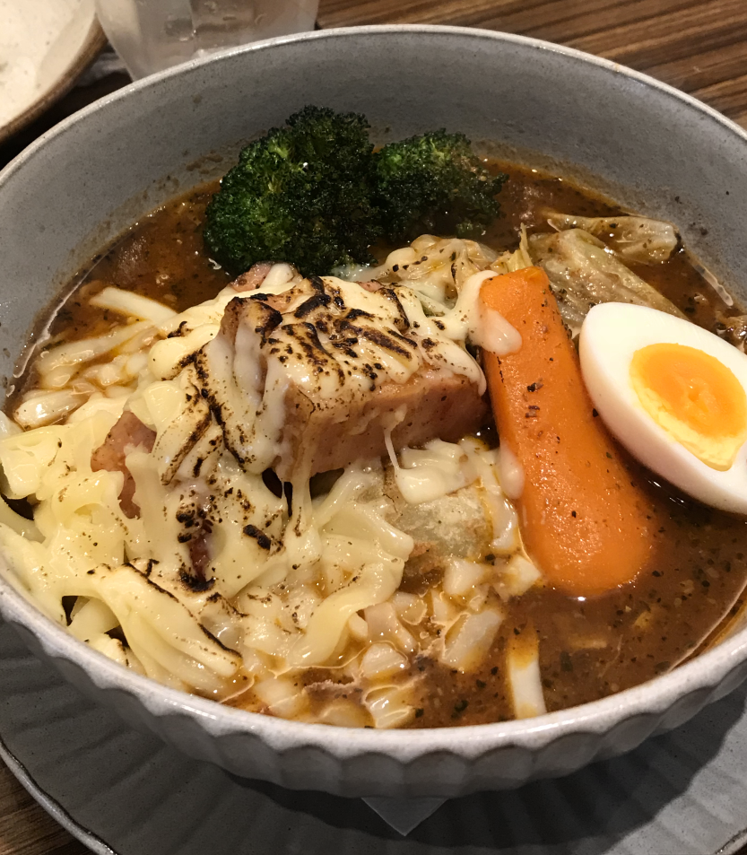 flame broiled cheese and vegetable soup curry